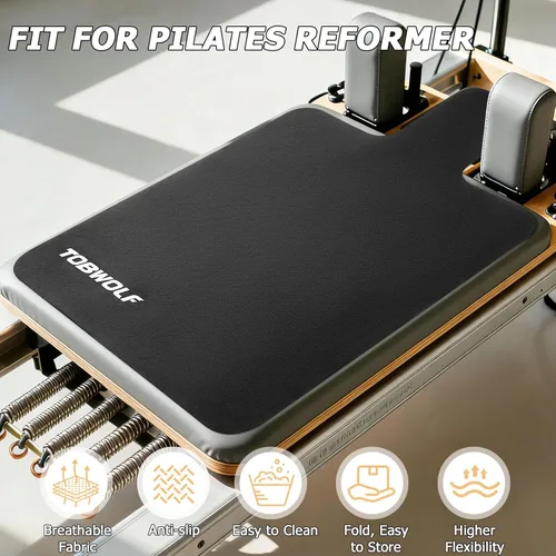 Miniatura 3 de TOBWOLF Pilates Reformer Mat Towel, 39'' x 24'' Non-Slip Backing Exercise Mat for Pilates Reformer, Comfortable Experience with Sweat-Wicking &