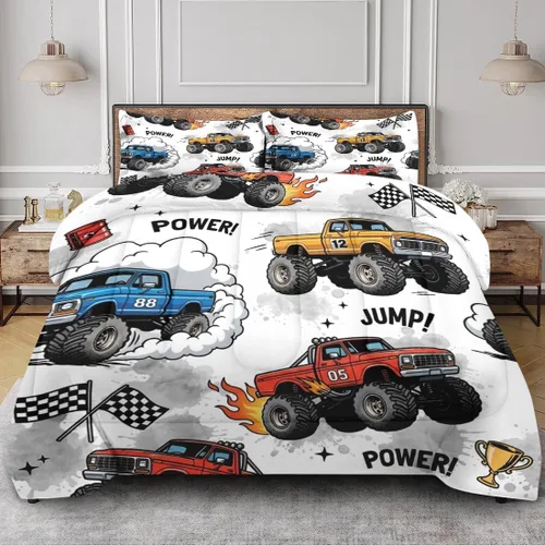 Miniatura 13 de Juego de edredón vintage con diseño de coche y león para niños, niños pequeños, adolescentes y adultos, tamaño individual, juego de ropa de cama