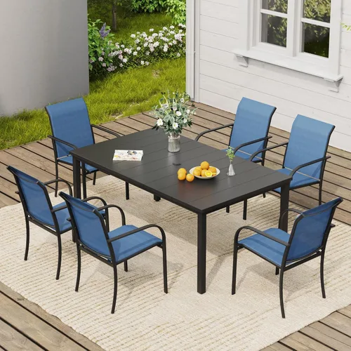 Miniatura 64 de VICLLAX Juego de 2 sillas de patio pequeñas para exteriores, juego de sillas apilables para patio y mesa de comedor cuadrada para porche delantero