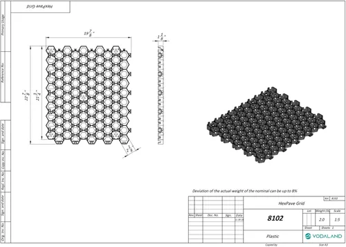 Miniatura 9 de Sistema Vodaland Permeable HexPave - Pavimentos de Hierba y Grava - 100% Plástico PPE Reciclado, Soporta 27,000 libras, Profundidad de 1 pulgada, 65