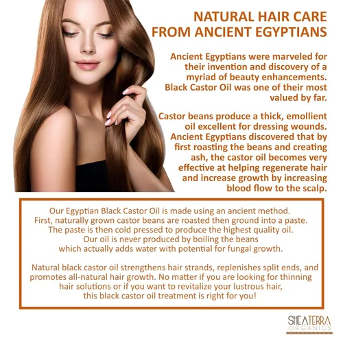 Miniatura 4 de Shea Terra Organics Aceite de ricino negro egipcio para el crecimiento del cabello, argán y alma, tratamiento natural para el cabello, 8 onzas
