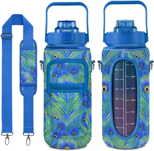 Miniatura 8 de Botella de agua Goth Moon, botella de agua de medio galón con marcador de tiempo, botellas de agua para gimnasio deportivo para mujeres, sin BPA
