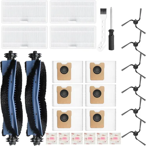Miniatura 11 de Kit de repuesto para aspiradora robot Mova E40 Ultra, 2 cepillos principales, 4 filtros, 6 almohadillas de fregona y bolsas de polvo, tabletas
