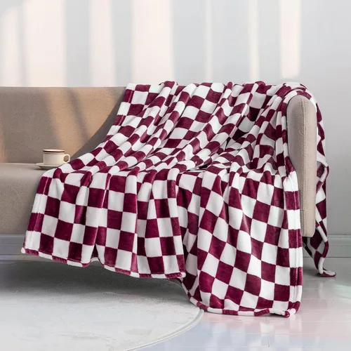 Miniatura 19 de LOMAO Manta de franela con patrón de cuadrícula de ajedrez, suave, lujosa, cálida y acogedora para sofá y cama, para todas las estaciones