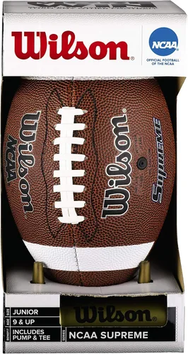 Miniatura 2 de Wilson NCAA Supreme - Balón de fútbol americano de cuero compuesto con bomba y tee, tamaño junior, color marrón