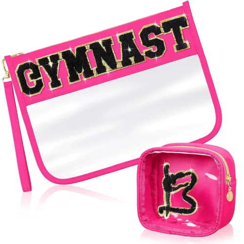 Miniatura 18 de Hillban Juego de 2 bolsas de bebé de chenilla, bolsas de letras de chenilla, bolsa de maquillaje, bolsa de viaje para bebé, impermeable, portátil