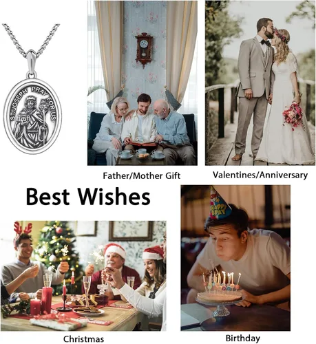 Miniatura 335 de Collar de plata de ley 925 con medalla de San Patrón, colgante de protección católica, amuleto, joyería religiosa para hombres y mujeres
