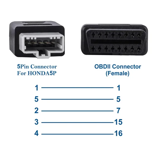 Miniatura 2 de 5Pin a 16 pin OBD2 OBDII adaptador de cable Herramientas de diagnóstico Cable OBD para Hon-da