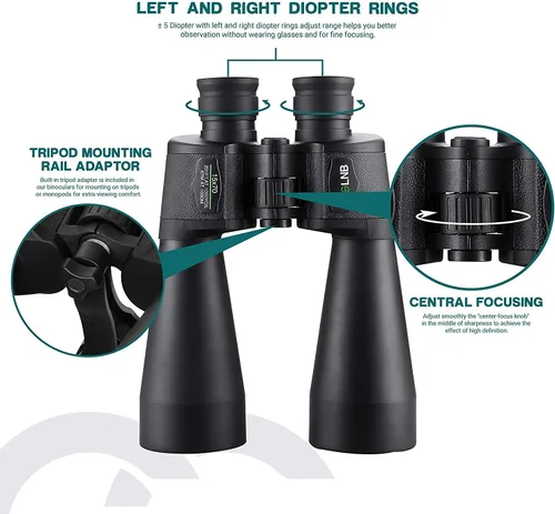 Miniatura 5 de ESSLNB Binoculares Gigantes de Astronomía 15X70 con Adaptador para Teléfono, Adaptador de Trípode y Bolsa de Transporte FMC Binoculares Impermeables