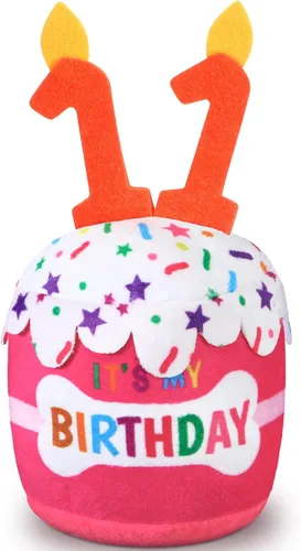 Miniatura 40 de Dansydaisy Accesorios de juguete de pastel de cumpleaños para perros, regalos para niñas y niños, juguete de peluche chirriante para decoración