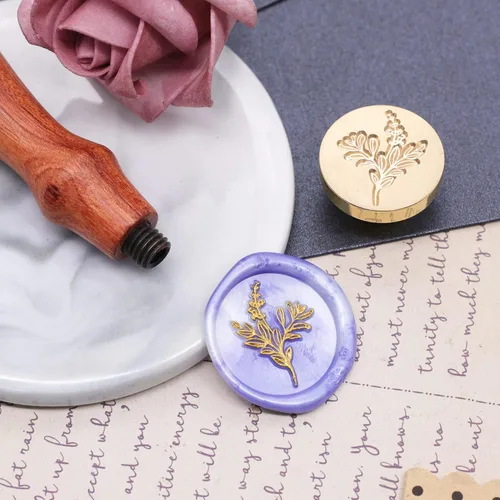 Miniatura 6 de SWANGSA Sello de cera de hoja de eucalipto, sello de sellado de cabeza de latón vintage, ideal para adornar invitaciones de fiesta, paquetes