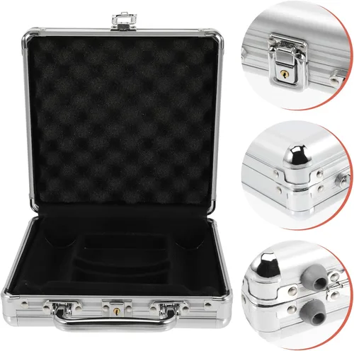 Miniatura 6 de Yardwe Club Poker Chip Holder Poker Chip Case Vacío Aluminio 300 Poker Chip Carrier Gran Capacidad Tarjetas de Poker Titular de Almacenamiento Caso
