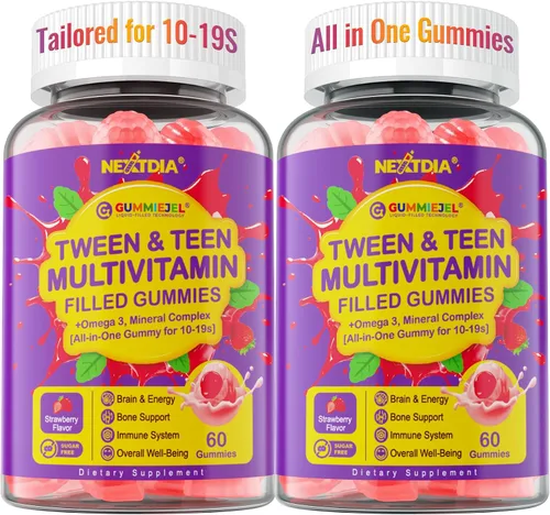 Miniatura 10 de Nextdia Gomitas multivitamínicas rellenas para adolescentes y niñas de 12 a 17, 18 y 19 años, multivitamínico para niños mayores de 10 años