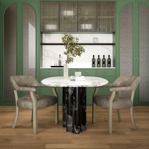 Miniatura 26 de Sillas de comedor con tapizados y brazos, silla de escritorio de oficina con remaches de metal. Sillas de capitán de jefe de PU, taburetes