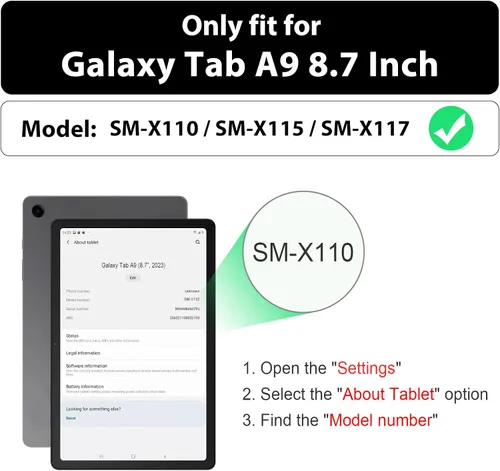 Miniatura 2 de SEYMAC Funda protectora resistente a prueba de golpes para Samsung Galaxy Tab A9 de 8.7 pulgadas 2023 (SM-X110/X115/X117), resistente a prueba