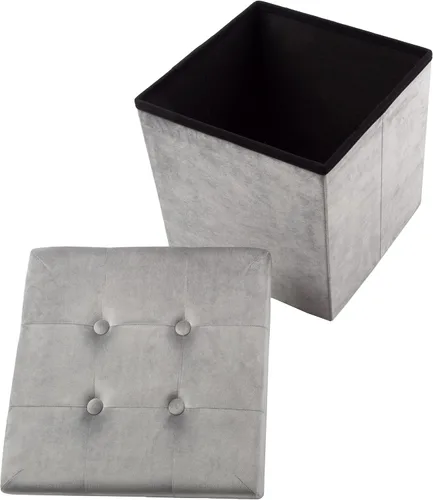 Miniatura 8 de Lavish Home - Otomana de almacenamiento, reposapiés copetudo, copetudo de terciopelo, copetudo de lino o organizador de almacenamiento con tapa