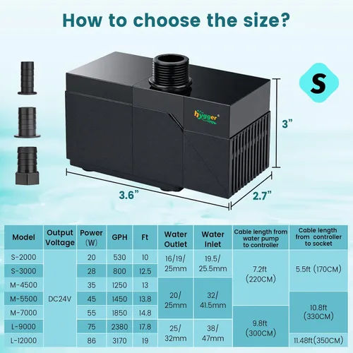 Miniatura 6 de hygger Bomba de acuario CC de 800 GPH con controlador, bomba de agua sumergible ultra silenciosa de 24 V, bomba de retorno de elevación de 12.5 pies