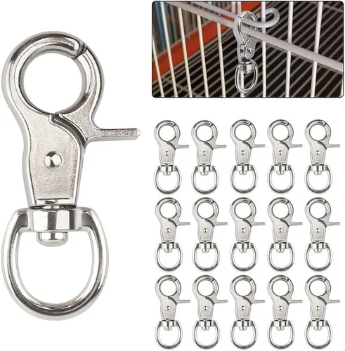 15 ganchos de gatillo, cierres de langosta giratorios de 360 grados, clips de garra giratorios para jaulas de mascotas, correa de perro, correas de