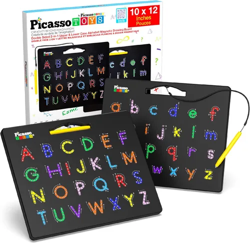 Miniatura 13 de PicassoTiles 2PK Tablero de Dibujo Magnético 4 en 1 de 12 x 10 pulgadas, Tableta Magnética Grande con 4 Caras, Alfabetos en Minúsculas y Mayúsculas