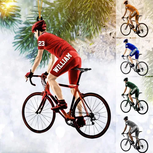 Miniatura 6 de Adorno plano de acrílico personalizado para hombre, triatlón, atleta, motociclista, bicicleta, adorno acrílico, regalo para ciclistas para amantes