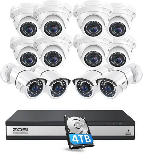 Miniatura 10 de ZOSI Sistema de cámaras de seguridad PoE de 8 canales, 5 MP, 2K+, para exteriores, con disco duro de 2 TB, H.265+ 5MP sistema NVR de 8 canales y 4