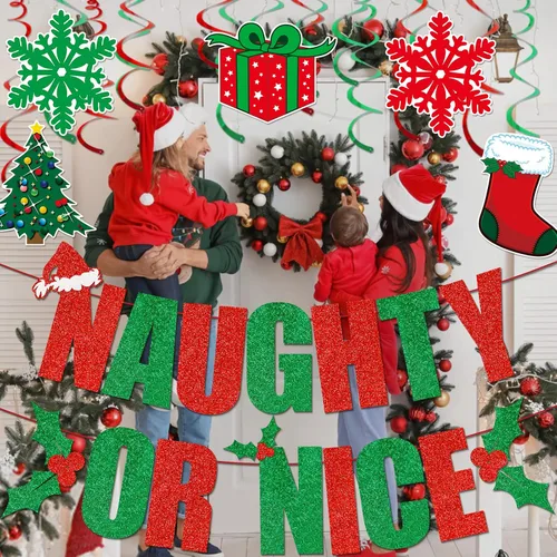 Miniatura 2 de Cartel de Naughty Or Nice - Decoraciones navideñas divertidas para decoración navideña