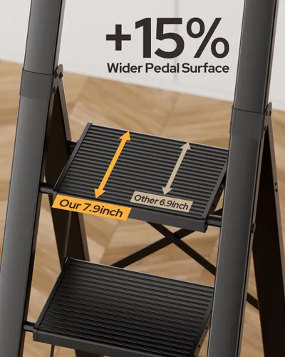 Miniatura 7 de Escalera de 6 escalones para techo de 12 pies de alto, taburete plegable de aluminio ligero con cómodo agarre, escaleras con pedal antideslizante