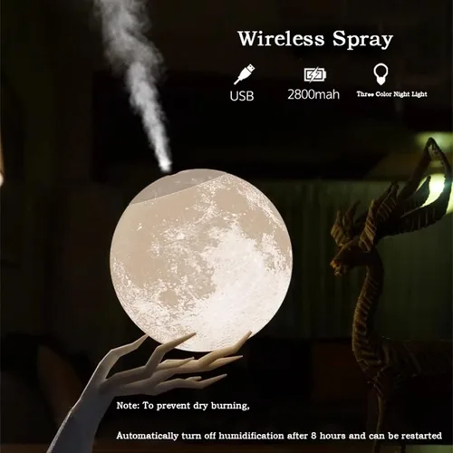 Miniatura 4 de Humidificadores para dormitorio, 29.8 fl oz, humidificador de aire ultrasónico, difusor de aceite esencial USB 3D estereoscópico de luna, lámpara