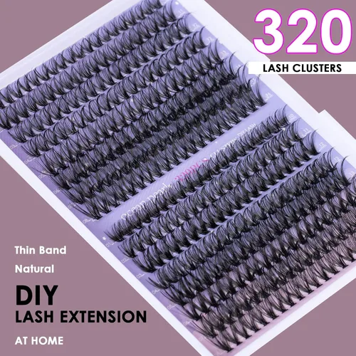 Miniatura 3 de Extensiones de Pestañas 320 Piezas, Pestañas Individuales en Racimo Natural, Extensiones de Pestañas DIY, Extensiones de Pestañas en Racimo, 320