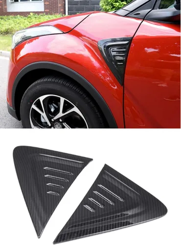 Isolay Accesorios de coche ABS con patrón de fibra de carbono para guardabarros laterales delanteros, rejillas de ventilación, cubierta de salida de