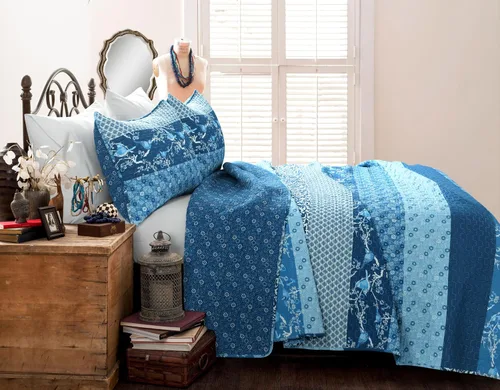 Miniatura 2 de Lush Decor Royal Empire - Juego de edredón reversible de algodón, juego de ropa de cama de 3 piezas a rayas, patrones bohemios llamativos