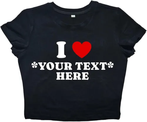 Miniatura 7 de Camiseta corta personalizada con corazón I - Crea tu propia camiseta de bebé - Camisa Y2K personalizada - Elegante regalo retro de verano para ella