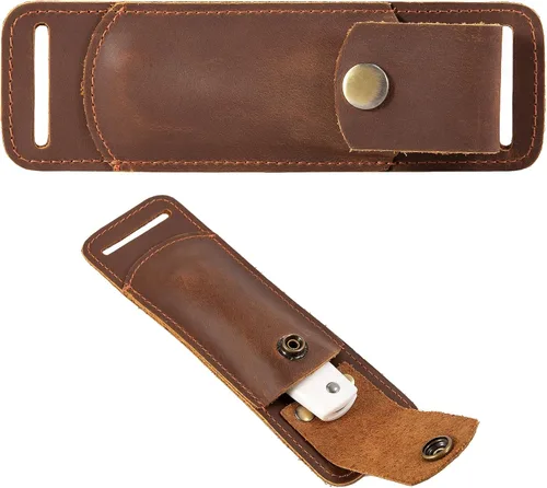 Miniatura 12 de Funda de cuchillo, funda de cuchillo con hebilla de cinturón, fundas de cuchillo de cuero para cinturón, funda de cuchillo plegable de bolsillo EDC