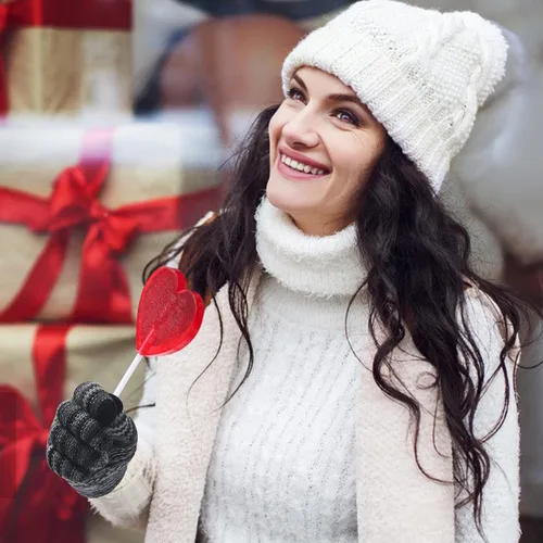 Miniatura 29 de Guantes de invierno cálidos para pantalla táctil para mujer, guantes térmicos de punto de lana con forro polar para clima frío