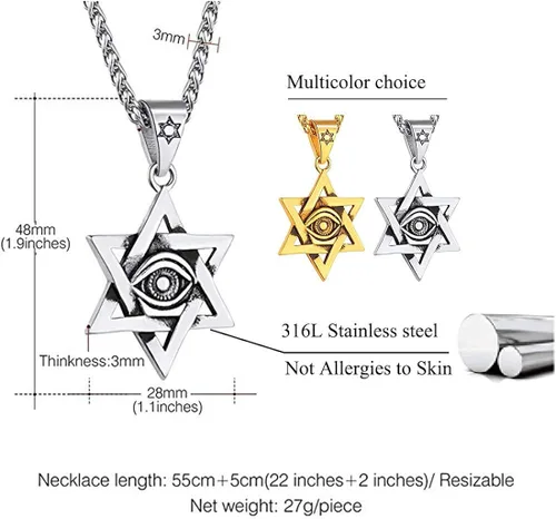 Miniatura 5 de U7 Colgante y cadena de ojo de Horus joyería egipcia para hombre acero inoxidable chapado en oronegro collares Ra del antiguo Egipto