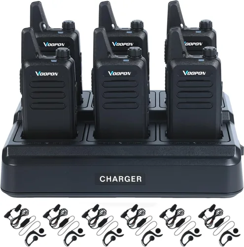 Walkie Talkies recargables para adultos con 6 unidades múltiples cargadores de banda auriculares 22 canales FRS radios bidireccionales de largo
