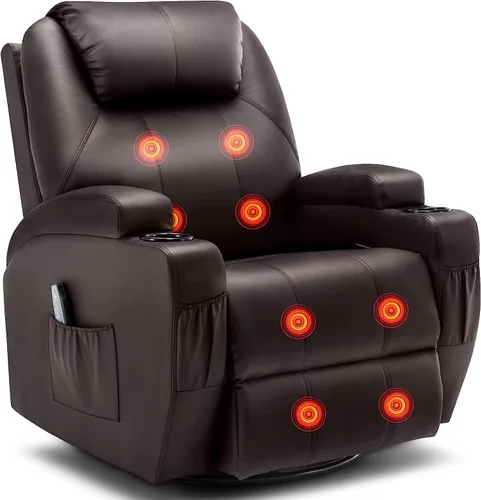 Miniatura 9 de Korser - Silla reclinable, silla mecedora con masaje y calor, sillas reclinables de giro 360° para adultos, silla mecedora manual con control remoto