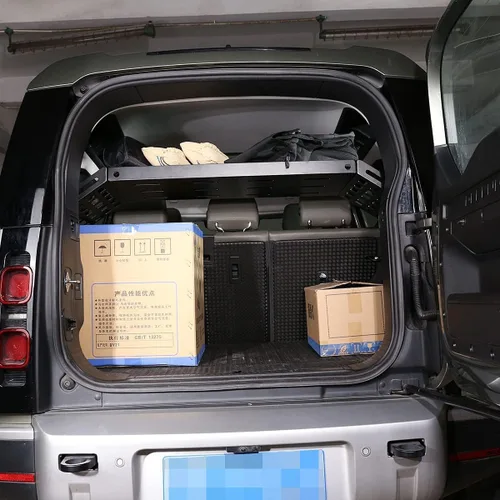 Miniatura 4 de YIWANG Organizador de cesta de almacenamiento para maletero de automóvil de aleación de aluminio negro para Land Rover Defender 110 2020-2022