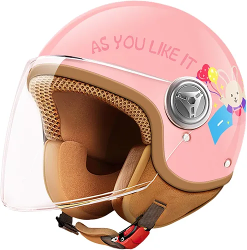 Miniatura 8 de Casco de motocicleta de cara abierta 3/4 aprobado por DOT, cascos ligeros retro vintage, para niños y niñas de 3 a 15 años de edad, casco de scooter