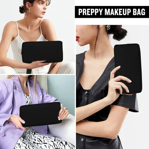 Miniatura 5 de Bolsa de maquillaje pequeña de nylon para bolso, linda bolsa de maquillaje preppy con cremallera, bolsa de cosméticos, bolsa de viaje impermeable