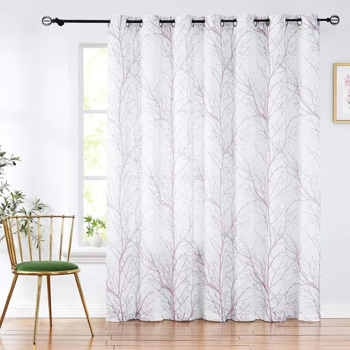 Miniatura 27 de FMFUNCTEX Cortinas de Lino Semitransparentes para Dormitorio, Cortinas Azules y Blancas de 63 Pulgadas de Largo para Sala de Estar, Cortinas de Rama