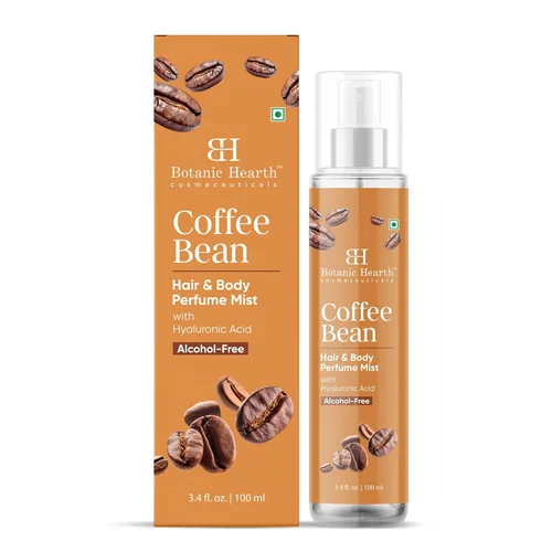Botanic Hearth Café Bean Perfume para el cabello y niebla corporal con ácido hialurónico – Spray corporal sin alcohol para fragancia duradera e