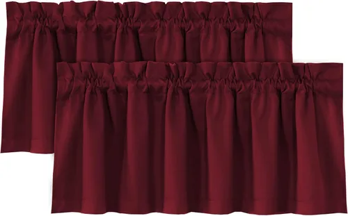 Miniatura 36 de H.VERSAILTEX Cenefas de cortina 100% opacas para ventanas, 2 paneles con aislamiento térmico, bolsillo para barra, pequeña cenefa corta para cocina
