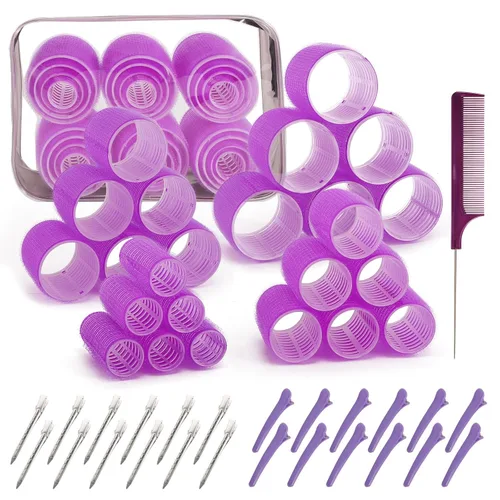 Miniatura 16 de Rodillos de pelo, paquete de 12 rulos de peluquería de salón de autoservicio, juegos de rizadores de pelo, peinado rizado para bricolaje, los Jumbo