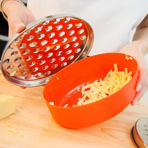 Miniatura 7 de Rallador de queso cítrico con recipiente de almacenamiento de alimentos y tapa, perfecto para quesos de parmesano duro o cheddar suave, jengibre