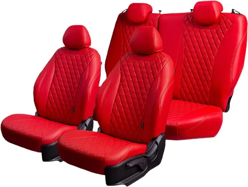 Miniatura 18 de Lord AutoFashion - Fundas de asiento para Toyota Tacoma 2016-2023 Turin Diamond de ajuste personalizado, impermeables, de cuero ecológico, diseño