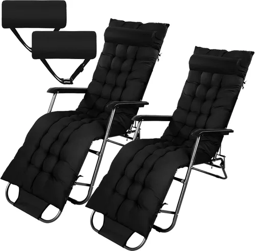 Kigley Juego de 2 cojines para silla de salón de 67 x 21 pulgadas con reposacabezas, cojín suave para sofá exterior, muebles de césped, sillas con 8