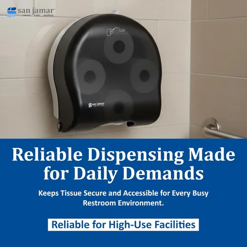 Miniatura 5 de San Jamar Dispensador clásico de pañuelos de carrusel con 4 estaciones que tienen capacidad para 4 rollos para baños públicos, perla negra