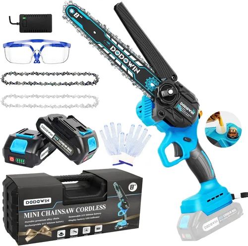 Miniatura 12 de dodowin Mini motosierra de 6 pulgadas, regalos del día del padre para hombres, esposo, papá, motosierra eléctrica inalámbrica recargable, motosierra