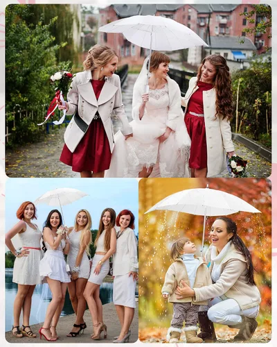 Miniatura 7 de Chunful 4 piezas en forma de corazón Brolly en forma de corazón para niñas, paraguas para siempre amor, paraguas blanco para novia, San Valentín